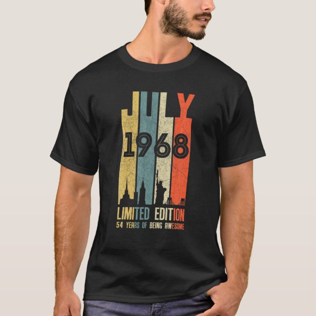 July 1968 54 Birthday 54 Year Old 1968 Birthday Vi T-Shirt (Front)
