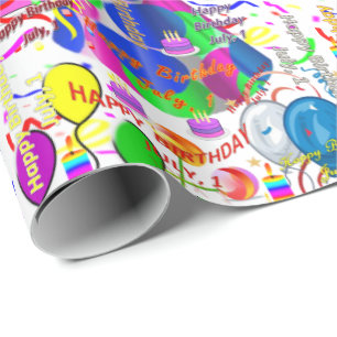 July, 1 Birthday Gift Wrapping Paper