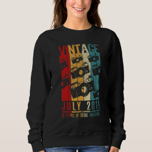 July 2011 11 Years Old 2011 Birthday Retro Vintage Sweatshirt