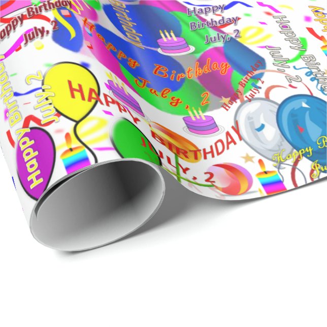 July, 2 Birthday Gift Wrapping Paper (Roll Corner)