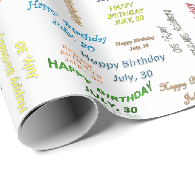 July, 30 Birthday Gift Wrapping Paper (Roll Corner)