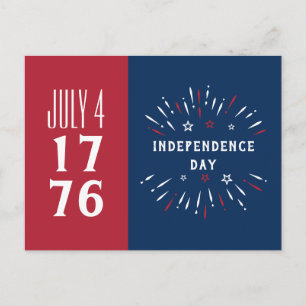 July 4 1776 America USA Independence Day Fireworks Holiday Postcard