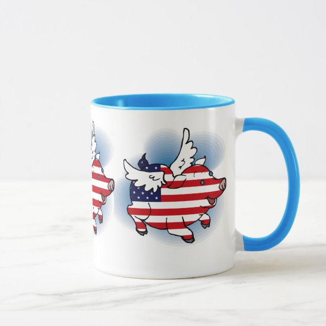 July 4 - 4th of July Patriotic Flying Pig(s) Mug (Right)