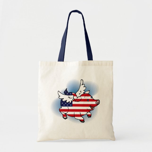 July 4 - 4th of July Patriotic Flying Pig(s) Tote Bag (Front)