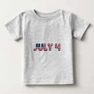 July 4 American Flag Typography Stars and Stripes Baby T-Shirt