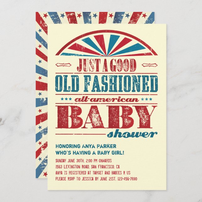 July 4 BBQ Baby Shower Invitation (Front/Back)