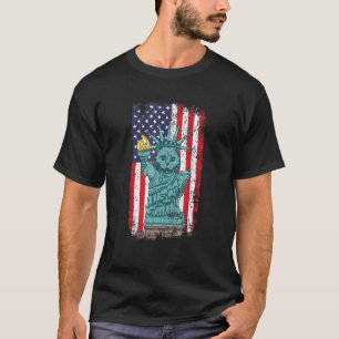 July 4 Cat Statue Of Liberty American Flag Meowica T-Shirt