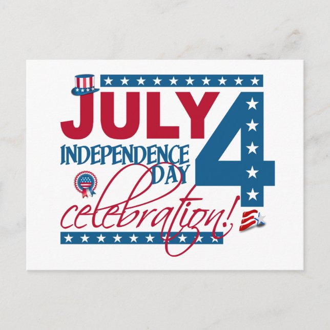JULY 4 Celebration postcard, customise Postcard (Front)