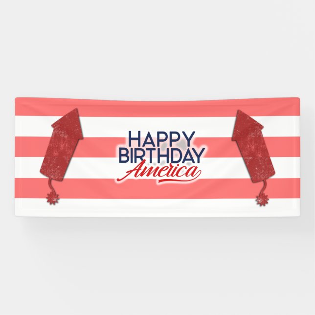 July 4 Happy Birthday America Banner (Horizontal)