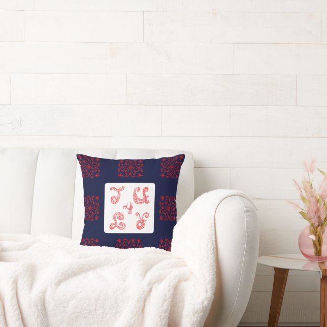 July 4 Sparkling Fabric Font Fireworks Pillow (Couch)