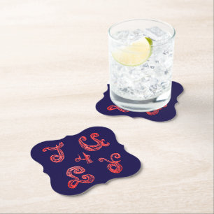 July 4 Sparkling Fabric Font Paper Coaster