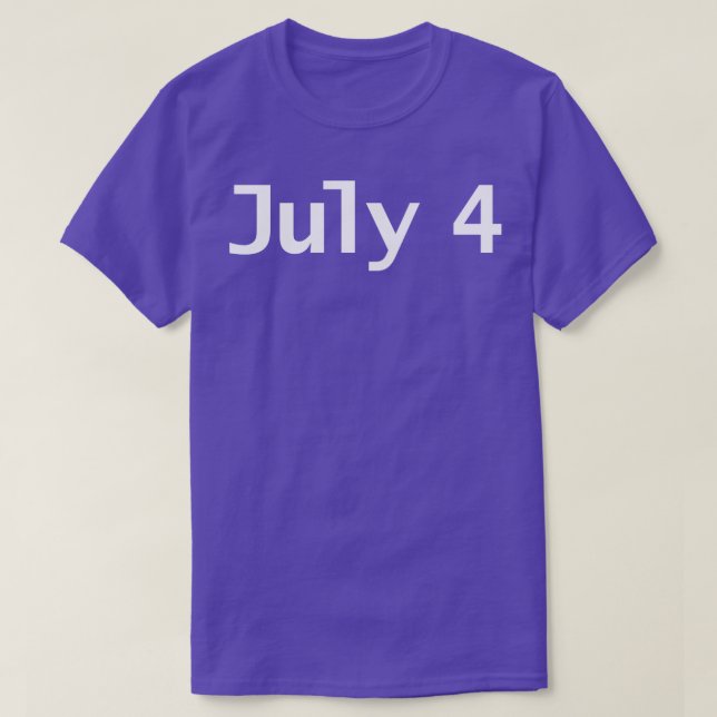 July 4 Typography in White Text T-Shirt (Design Front)