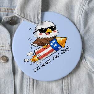 July 4th, 250 Years Eagle on Firecracker 6 Cm Round Badge