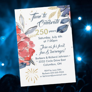 July 4th 250th USA Celebration Party Invitation