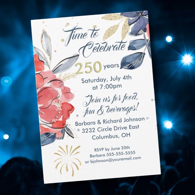 July 4th 250th USA Celebration Party Invitation (Creator Uploaded)