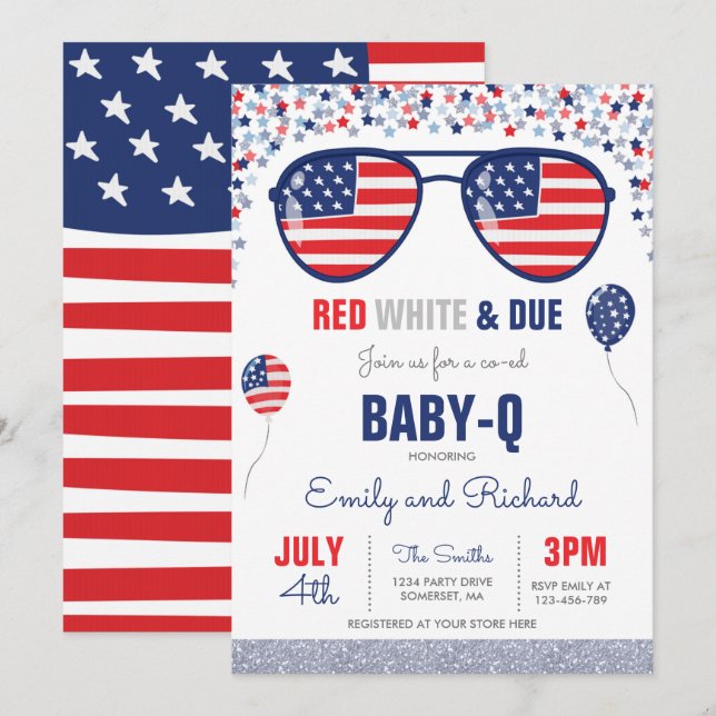 July 4th Baby Shower Baby-Q Baby Shower July BBQ Invitation (Front/Back)
