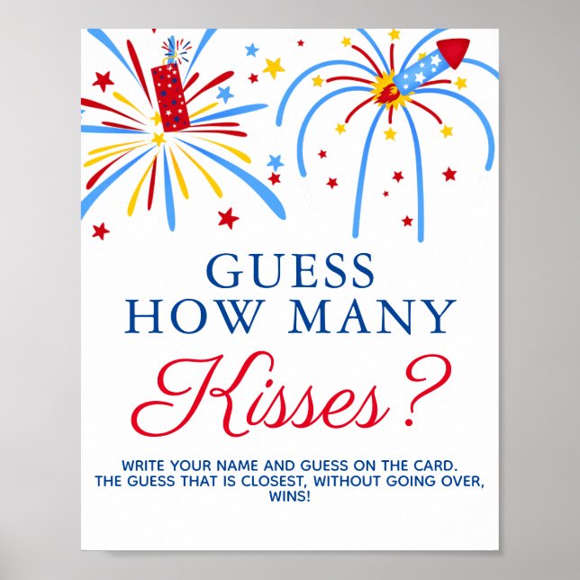 July 4th Baby Shower Game How Many Kisses Poster (Front)