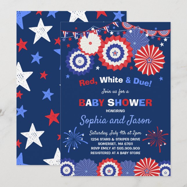 July 4th Baby Shower Invitation 4th of July Shower (Front/Back)