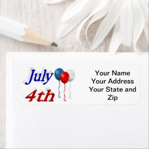 July 4th Balloons Return Address Label