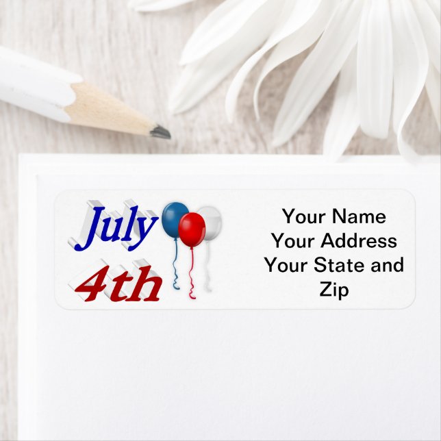 July 4th Balloons Return Address Label (Insitu)