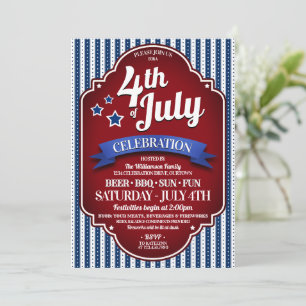 July 4th BBQ Party Invitations