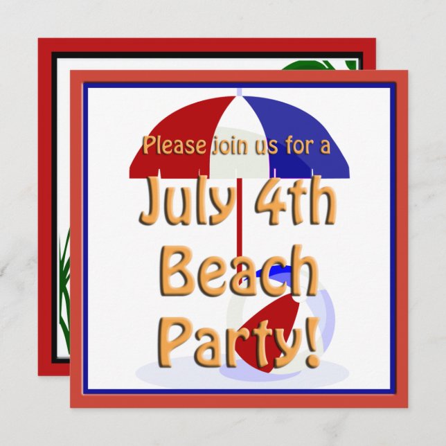 July 4th Beach Party Invite (Front/Back)