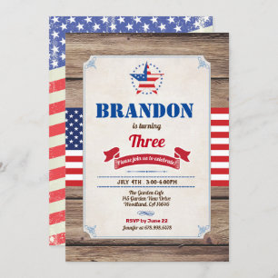 July 4th birthday boy indepenence day invitation