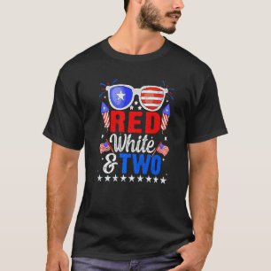 July 4th Birthday Party Kids Red White And Two Ame T-Shirt