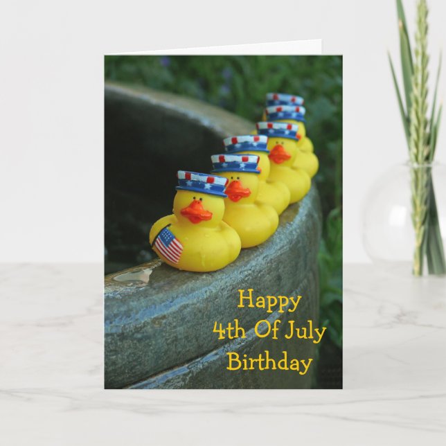 July 4th Birthday Rubber Duckies Card (Front)