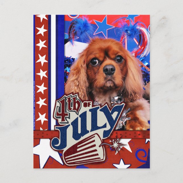 July 4th - Cavalier King Charles Spaniel - Cooper Postcard (Front)