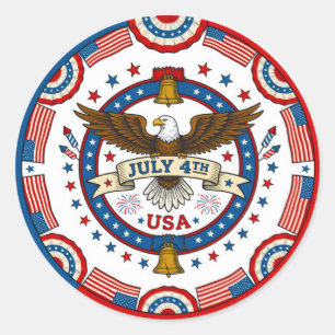 July 4th Celebration Classic Round Sticker