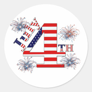 July 4th classic round sticker