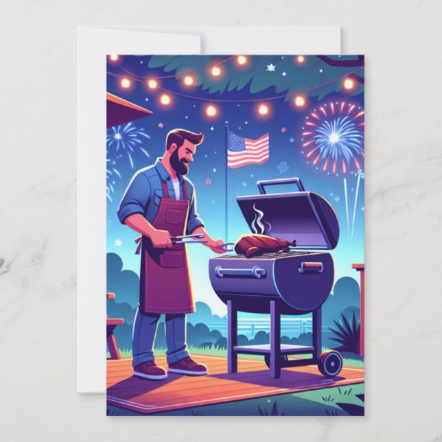 July 4th Cookout Custom Party Invitation (Front)