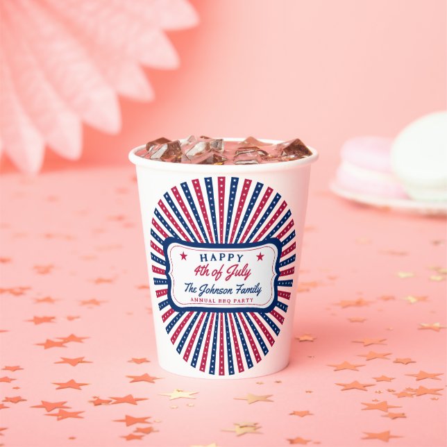July 4th Custom American Family Summer BBQ Party Paper Cups (Insitu)