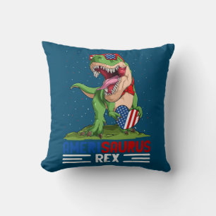 July 4th Dinosaur Veterans Day Amerisaurus Rex Cushion