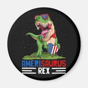 July 4th Dinosaur Veterans Day Amerisaurus Rex Magnet