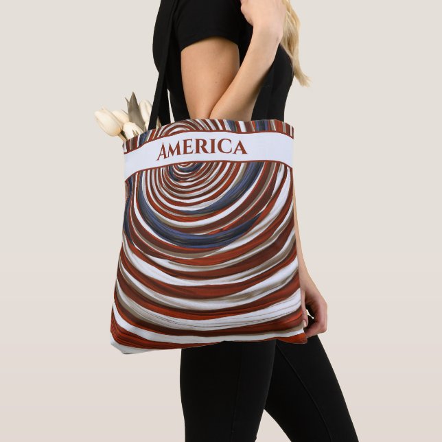 July 4th Draped American Flag Red White Blue Tote Bag (Close Up)