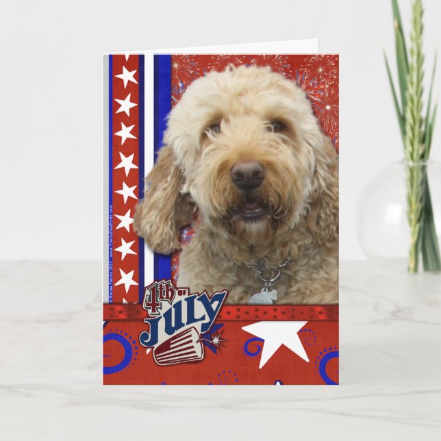 July 4th Firecracker - GoldenDoodle Card (Front)