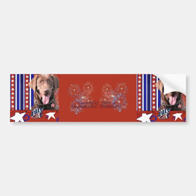 July 4th Firecracker - Labrador - Chocolate Bumper Sticker (Front)