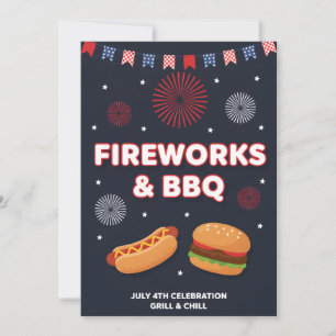 July 4th Fireworks BBQ Patriotic USA Independence Holiday Card