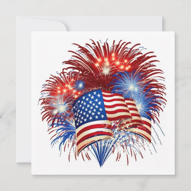 July 4th fireworks Flat Holiday Card (Front)