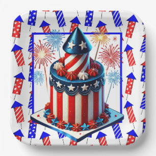 July 4th Fireworks Paper Plate