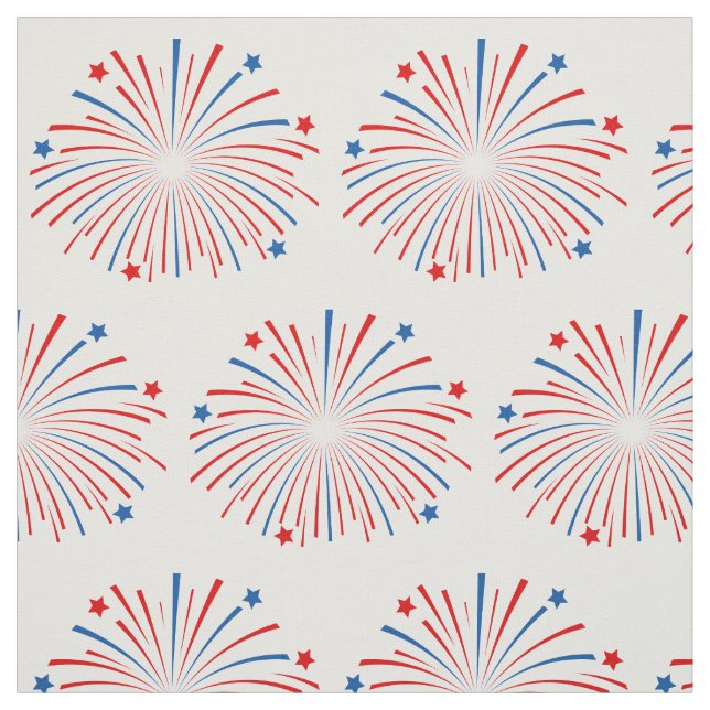 July 4th fireworks party pattern print textile fabric (Swatch)
