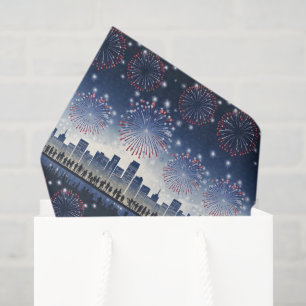 July 4th Fireworks Skyline 1776–2026 Festive Gift Tissue Paper