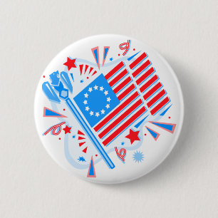July 4th Flag 6 Cm Round Badge