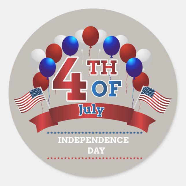 July 4th flags and balloons classic round sticker (Front)