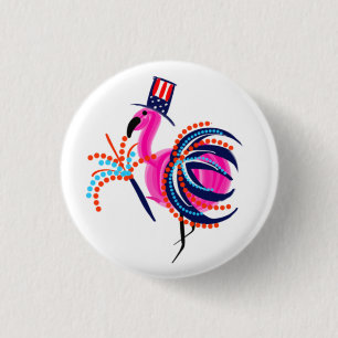 July 4th Flamingo Button