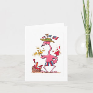 July 4th Flamingo Fireworks notecard