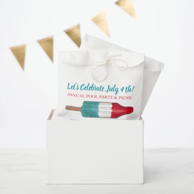 July 4th Fourth Party Rocket Ice Pop Popsicle Favour Bag (Party)