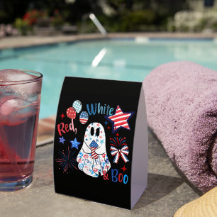 July 4th Ghost Red White Boo Patriotic Halloween